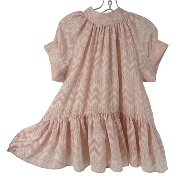 Opening Ceremony Top Pink Size S Short Sleeve Puff Ruffle Gold Thread Bow Back - Picture 6 of 11